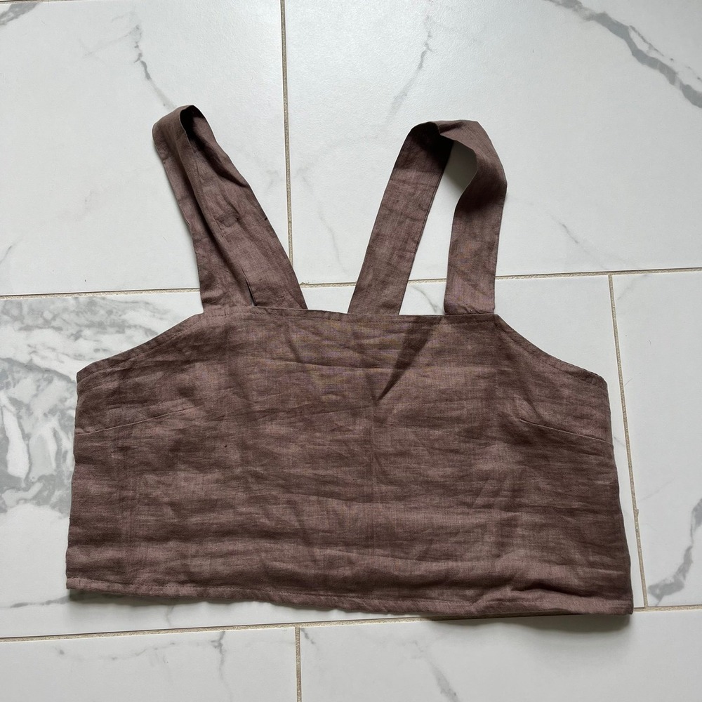 Vitamin A Tallows linen crop top brown sz medium